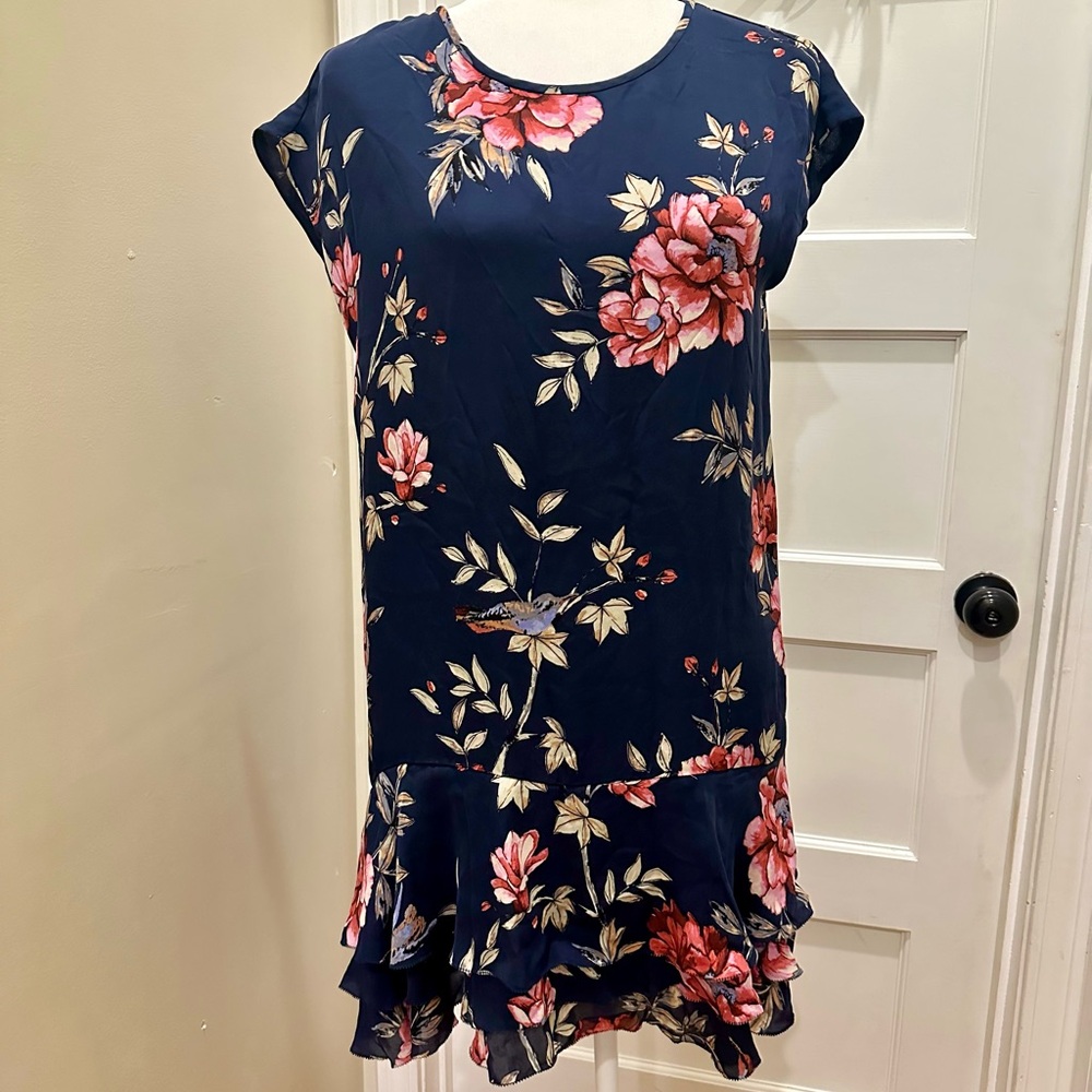 Joie Floral Shift Dress Mini Midi Length Size Small